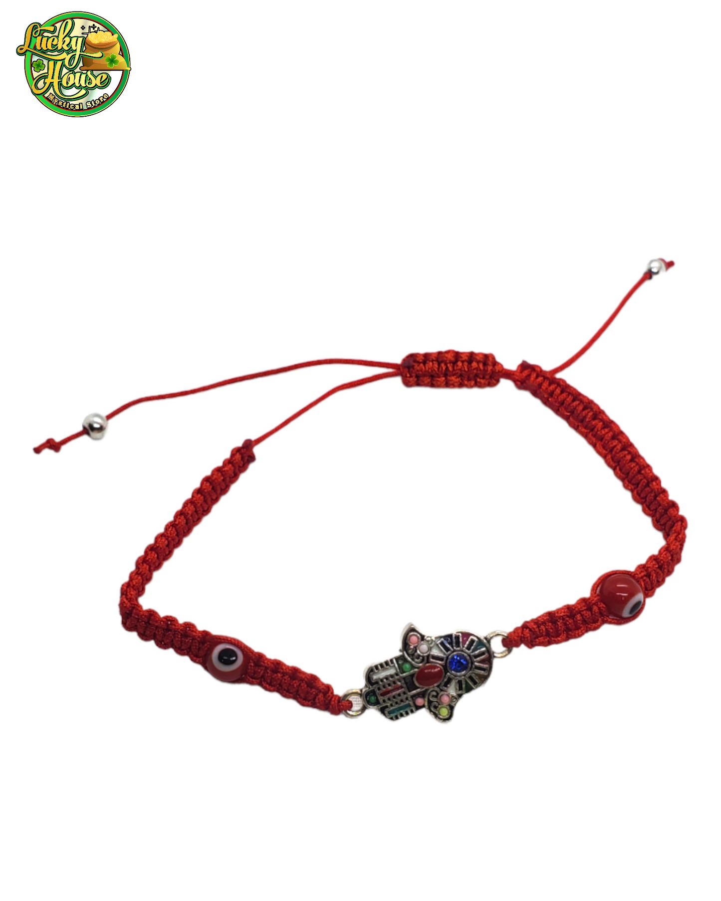Colored Hamsa Hand Red Evil Eye Bracelet