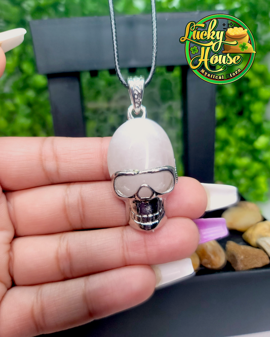 Rose Quartz Skull Pendant