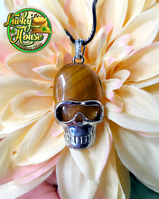 Tiger Eye Skull Pendant