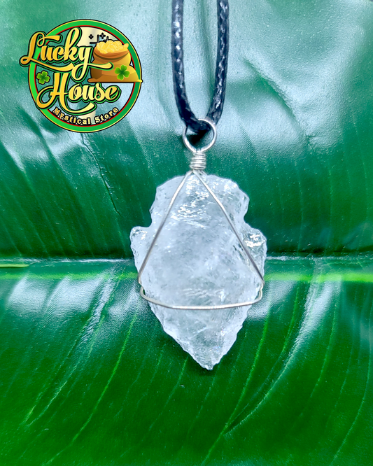 Clear Quartz Wire Wrap Arrowhead Pendant