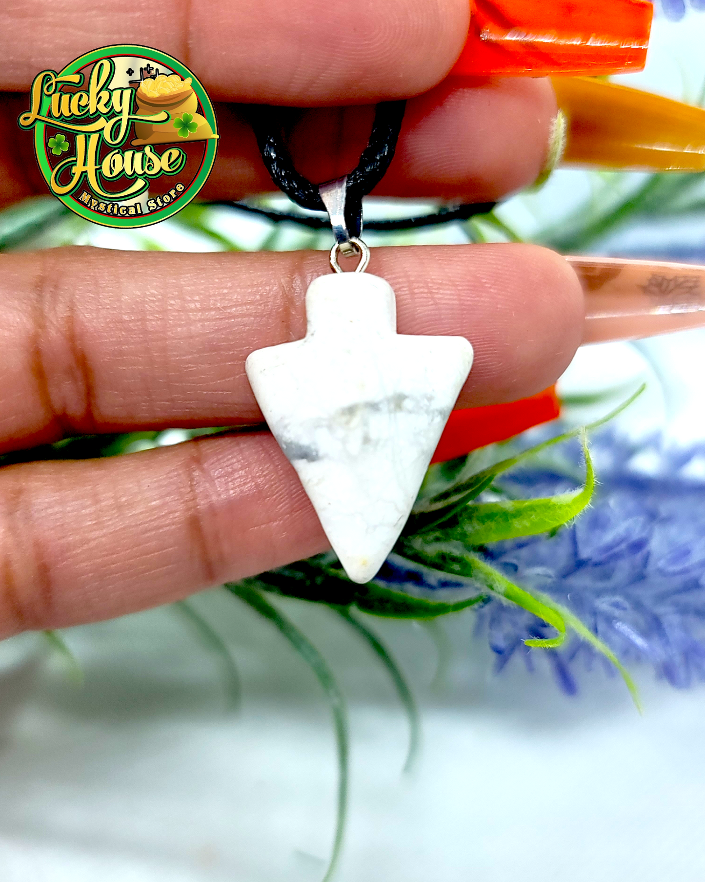 White Howlite Arrow Pendant