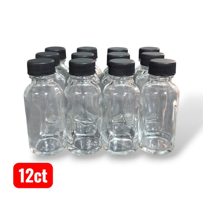 1 oz Glass Bottles with Black Caps