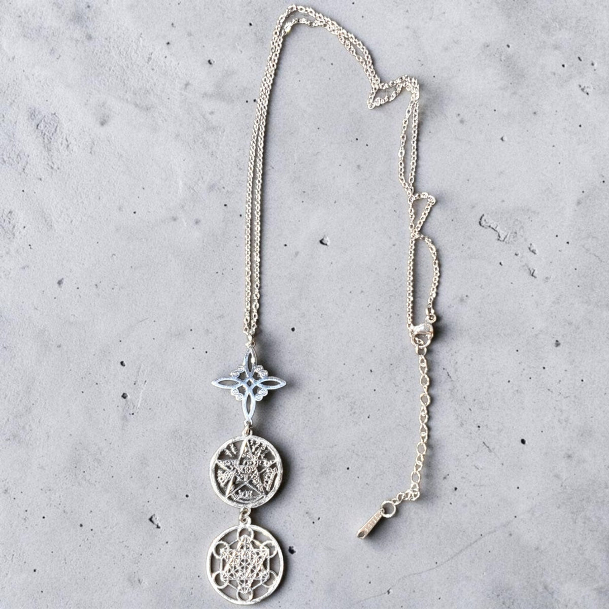 Triple Symbol Steel Necklace- Protection, Spiritual Alignment