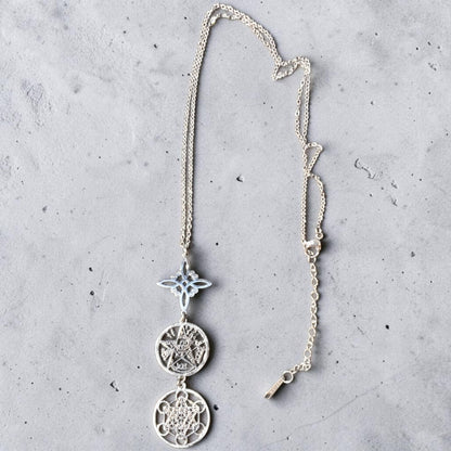 Triple Symbol Steel Necklace- Protection, Spiritual Alignment