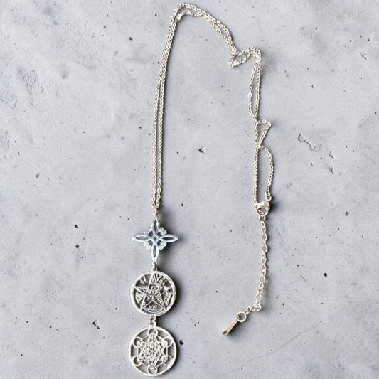 Triple Symbol Steel Necklace- Protection, Spiritual Alignment