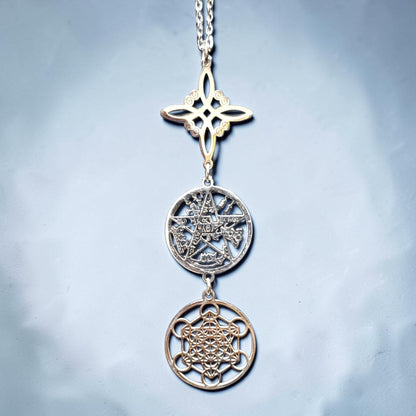 Triple Symbol Steel Necklace- Protection, Spiritual Alignment