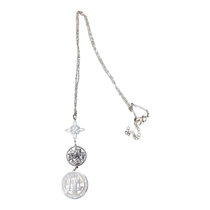 3 Piece Steel Pendant Necklace | Witches Knot, Tetragrammaton and Saint Benedict