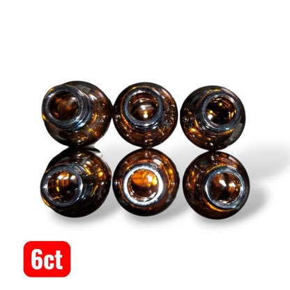 1 oz Glass Amber Bottles with Black Caps