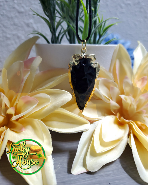 Arrowhead Pendant Lava Rock Pendant Obsidian Arrowhead Stone