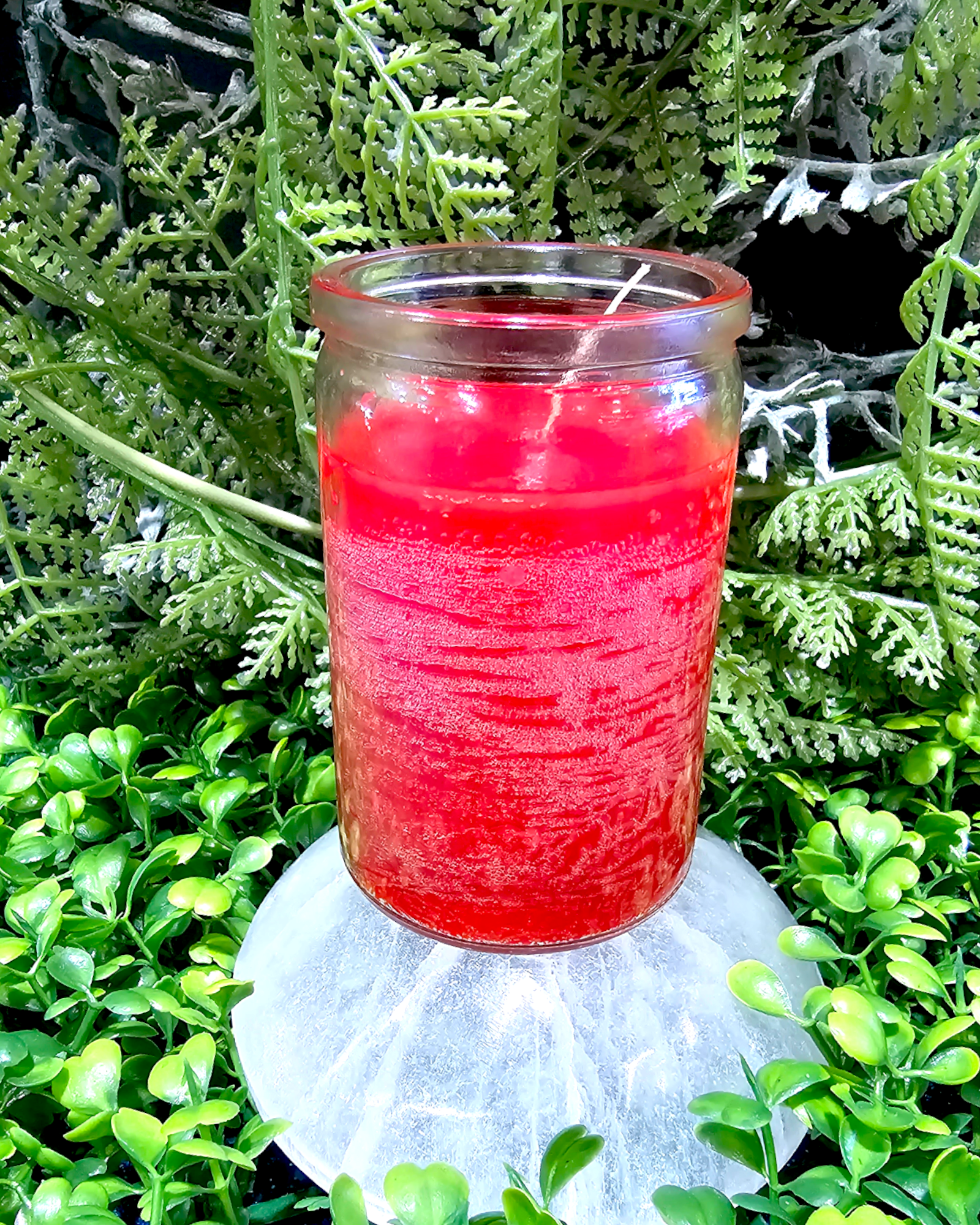 Red Glass Jar Candle