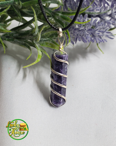 Lepidolite Wire Wrapped Pendant