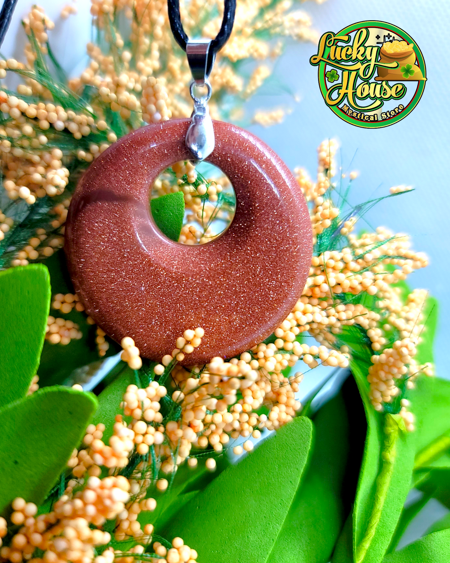 Red Goldstone Donut Pendant