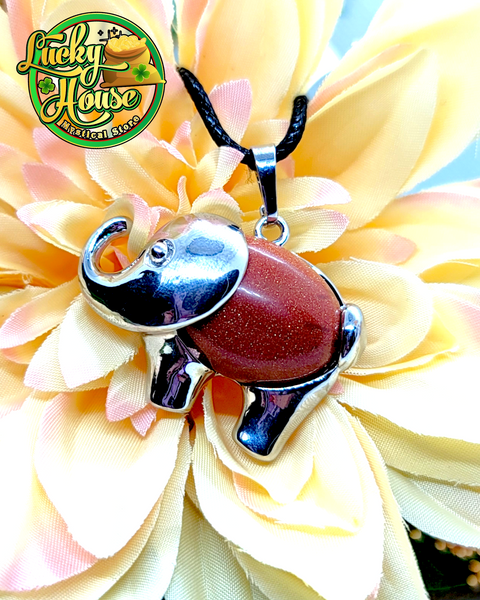 Red Goldstone Elephant Pendant