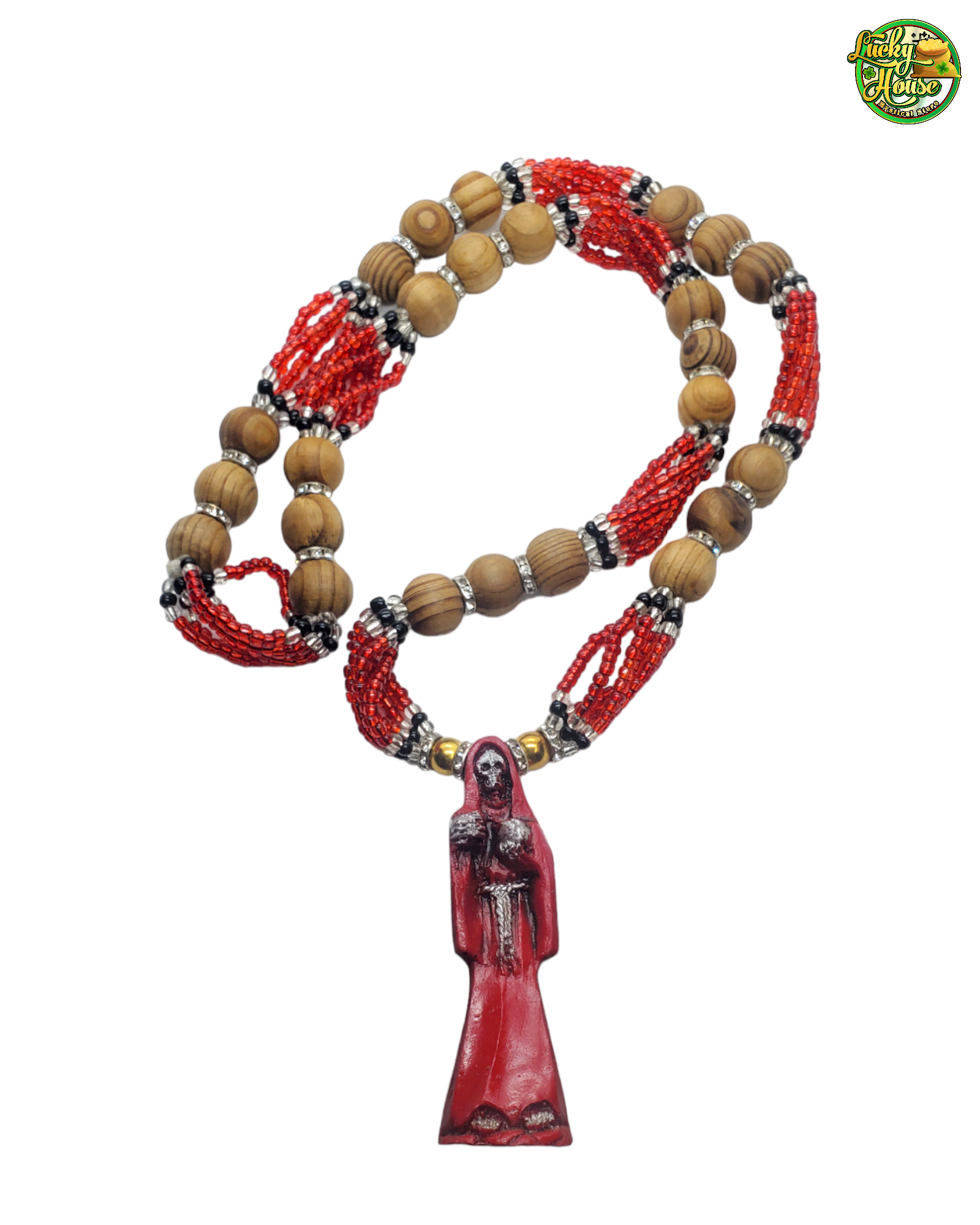 Red Santa Muerte Necklace (Collar)