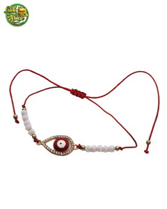 White Stone Red Evil Eye Bracelet