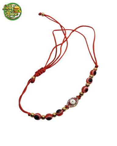 Gold Red Evil Eye Bracelet