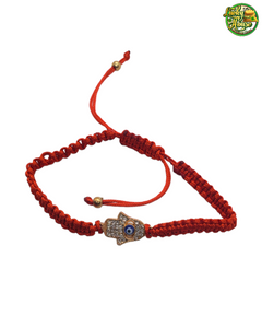 Gold Hamsa Hand Red Evil Eye Bracelet