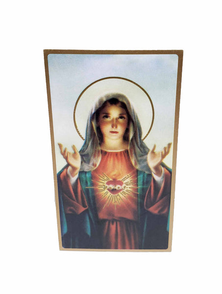 Corazon Sagrado de Maria estampita Tarjeta de Oracion