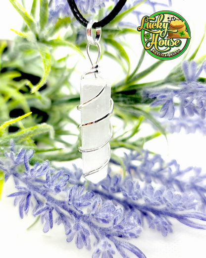 Selenite Wire Wrap Pendant