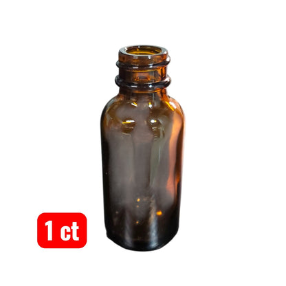 1 oz Glass Amber Bottles with Black Caps