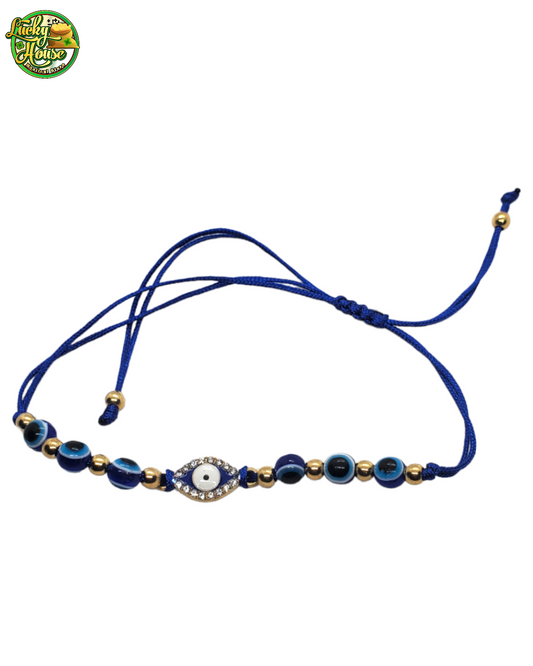 Blue and Gold Evil Eye Bracelet