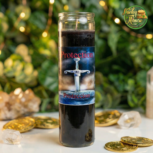 Protection candle used in spiritual practice to support a calm, grounded, and protected environment.