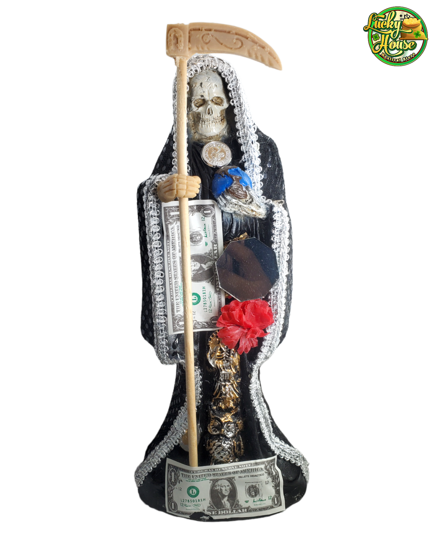 Black Santa Muerte Statue