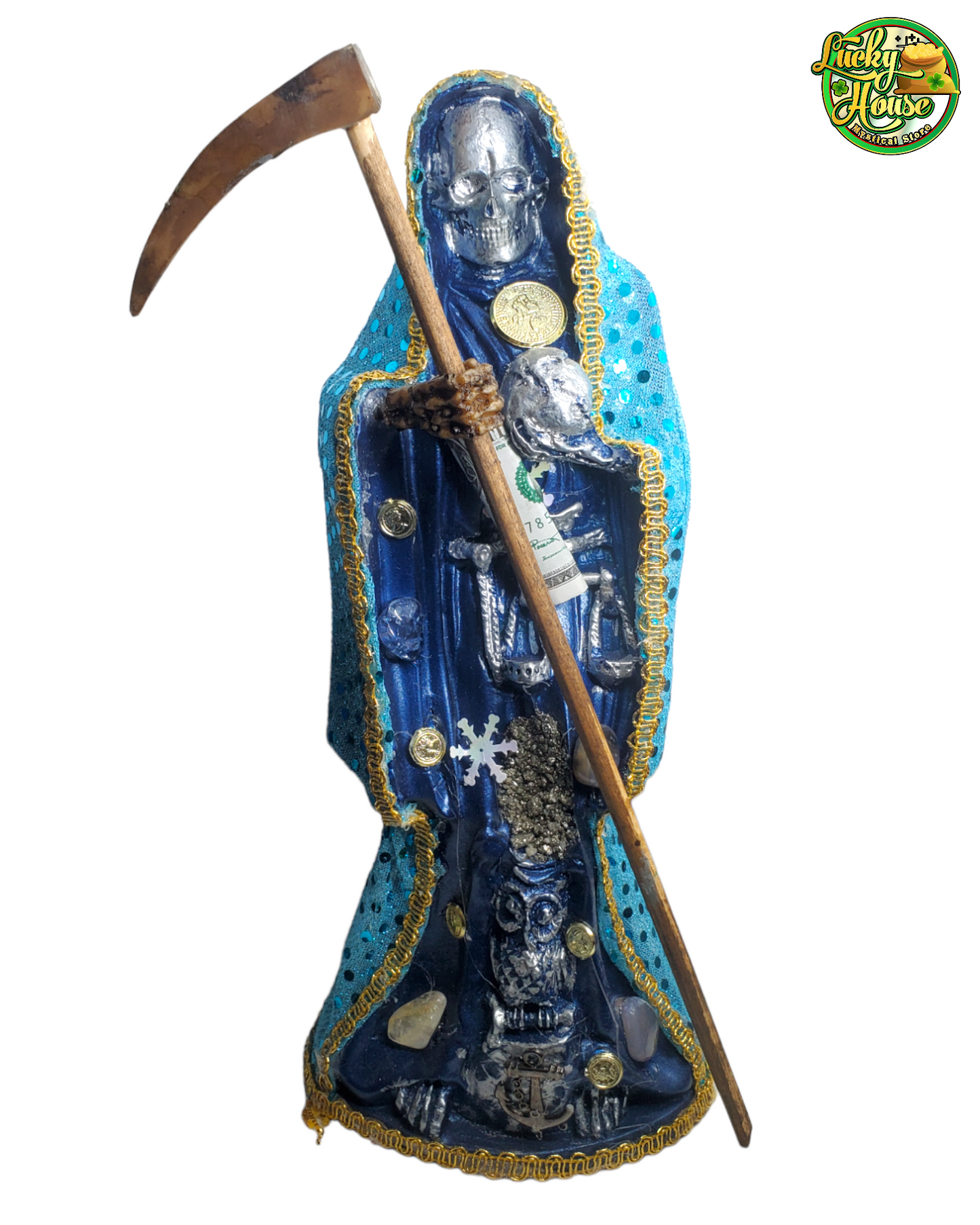 Blue Santa Muerte Statue