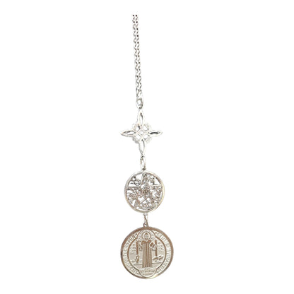 3 Piece Steel Pendant Necklace | Witches Knot, Tetragrammaton and Saint Benedict
