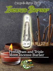 Pentagram and Triple Moon Incense Burner