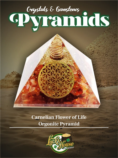 Carnelian Flower of Life Orgonite Pyramid