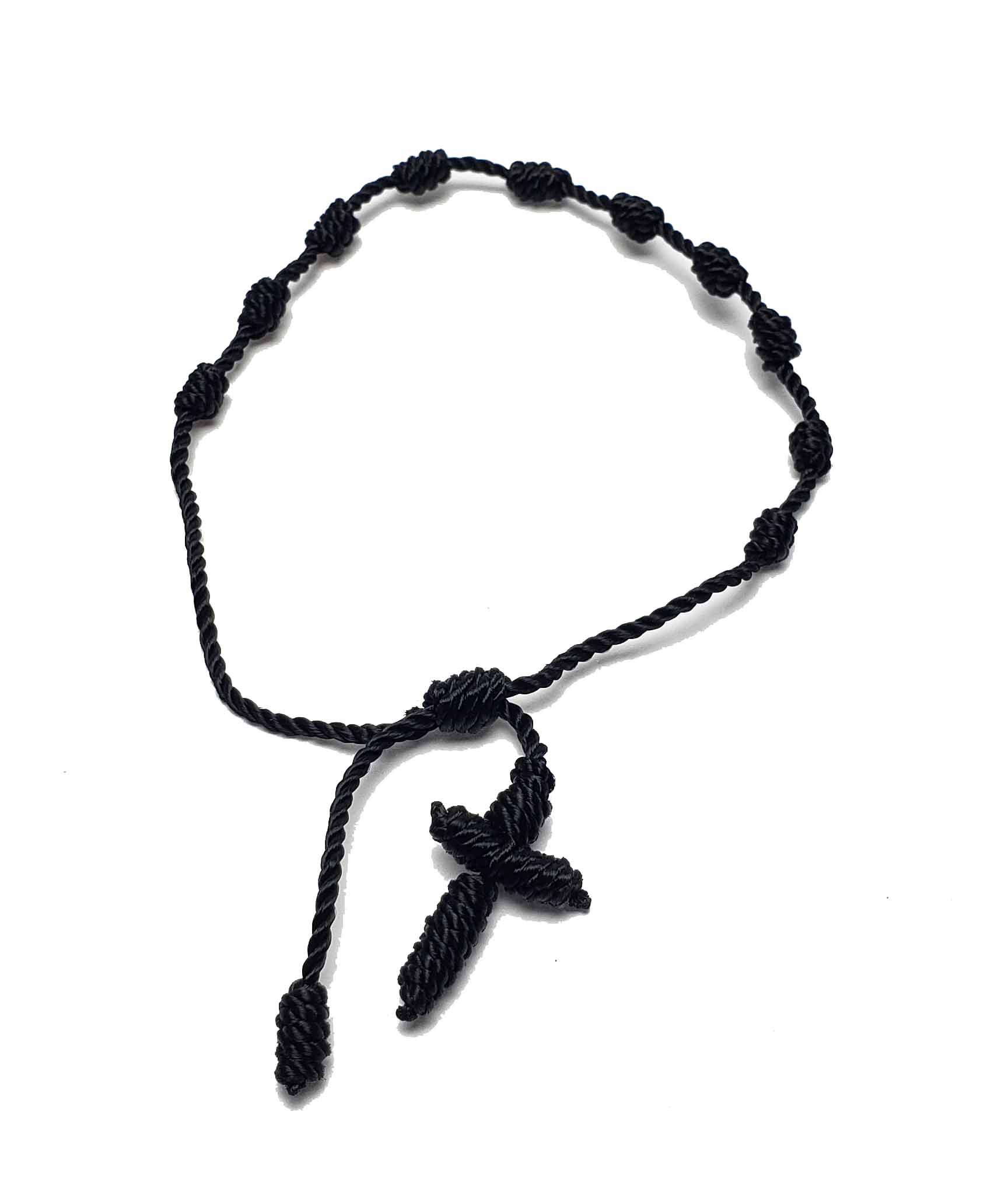Knotted Black String Cross Bracelet