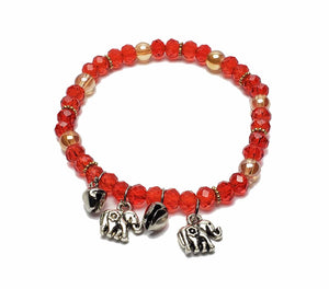 Red Elephant Bracelet with Jingle Bells