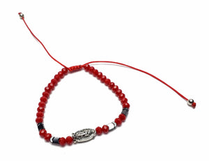 Red Beaded with Guadalupe Bracelet