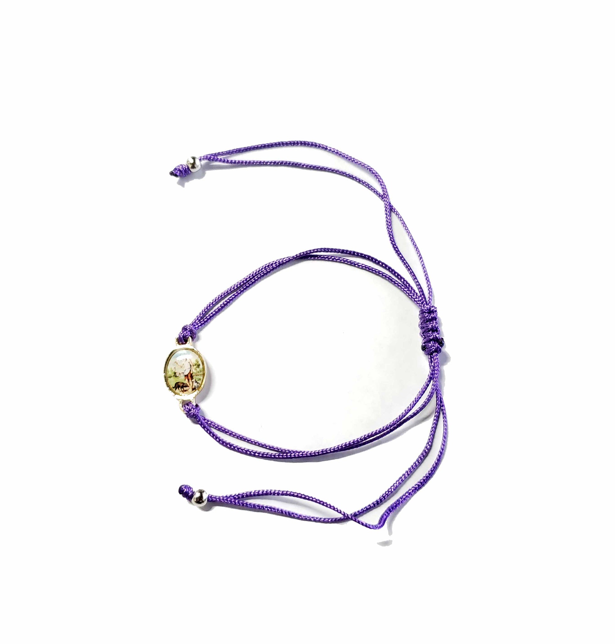 Purple String Bracelet with Saint Lazarus