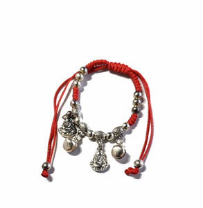 Red String Bracelet with Buddha and Jingle Bells