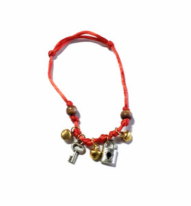 Red String with Key, Lock and Jingle Bells