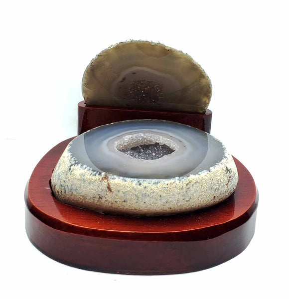 Agate Geode on Wood Stand