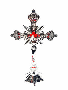 Silver and Red Crucifix