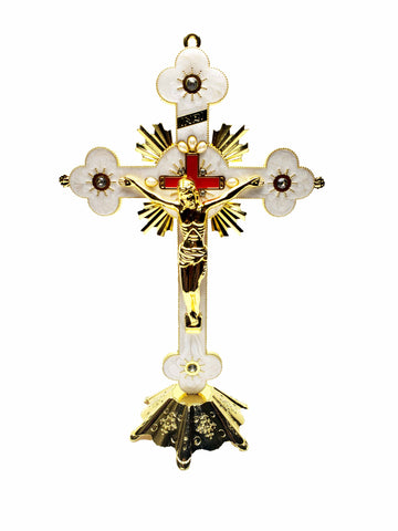 Gold and White Crucifix