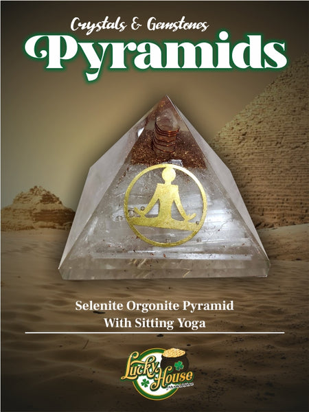 Selenite Orgonite Pyramid With Sitting Yoga