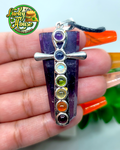 Amethyst Chakra Ankh Pendant