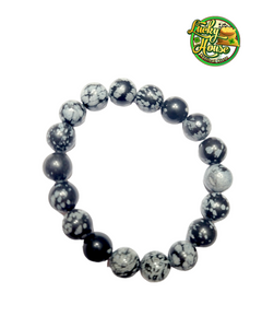 Snowflake Obsidian Sphere Bracelet 10mm