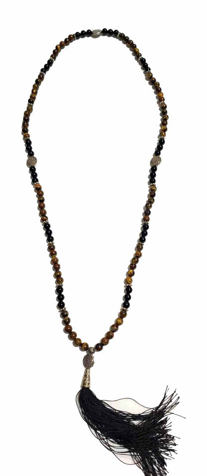 Tiger's Eye with Hematite Mala Bead