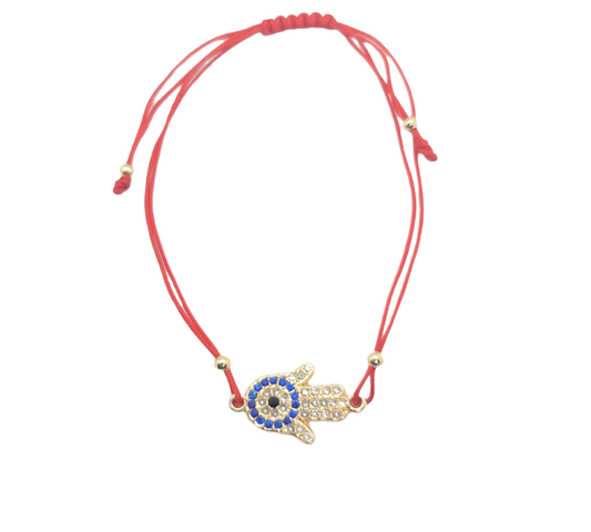 Gold Hamsa Red String Bracelet