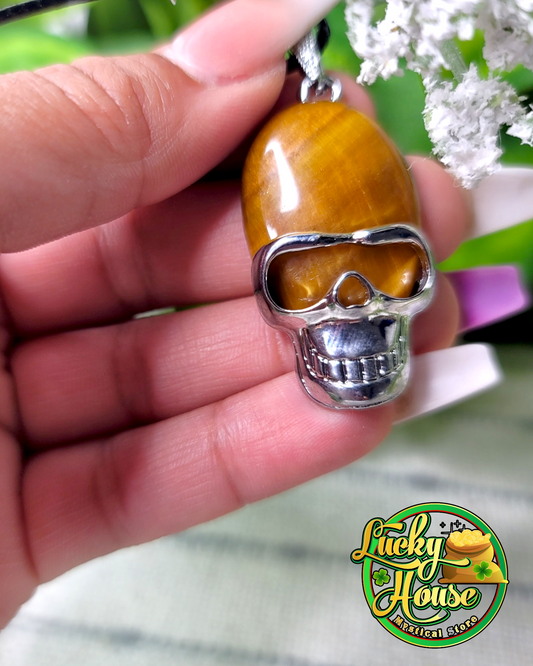 Tiger Eye Skull Pendant