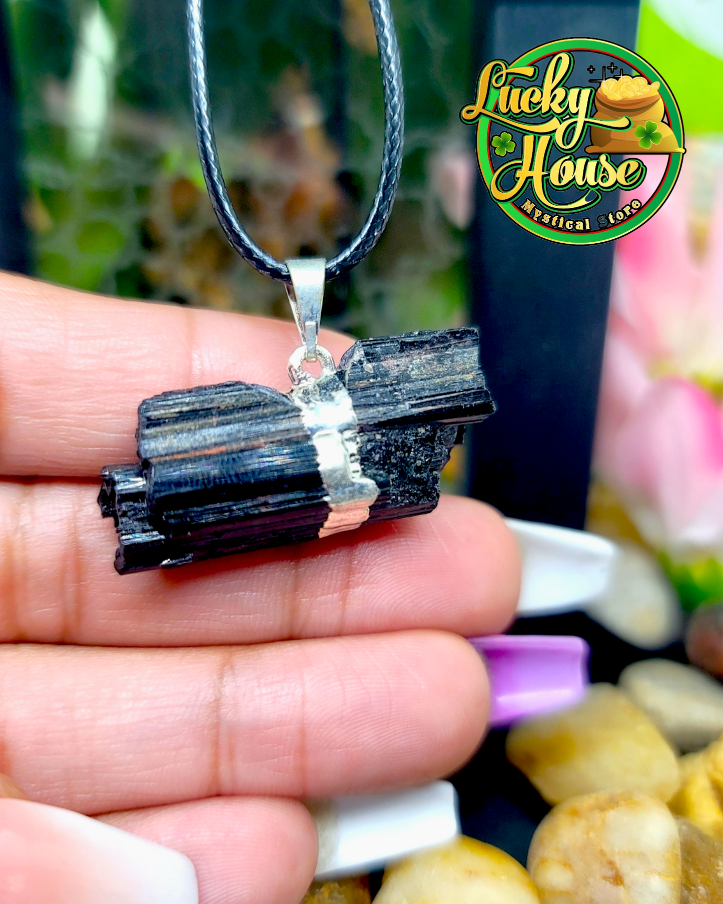 Black Tourmaline Rough Pendant