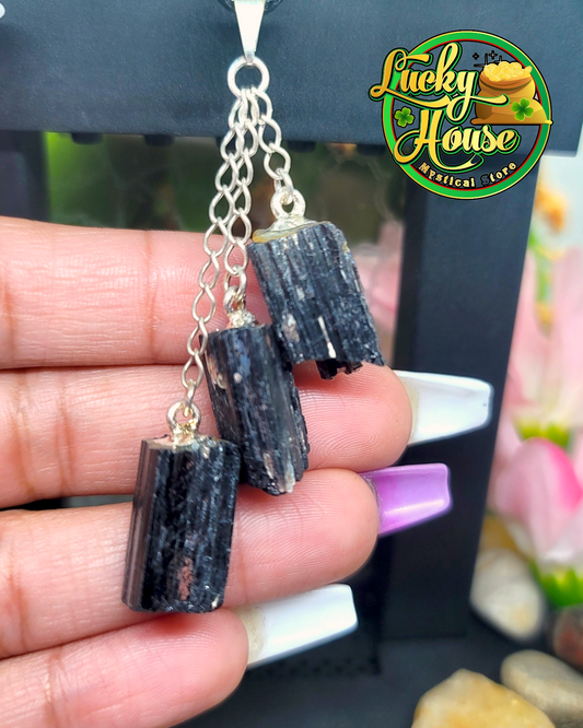 Black Tourmaline Triple Pendant