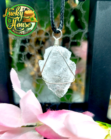 Clear Quartz Wire Wrap Arrowhead Pendant