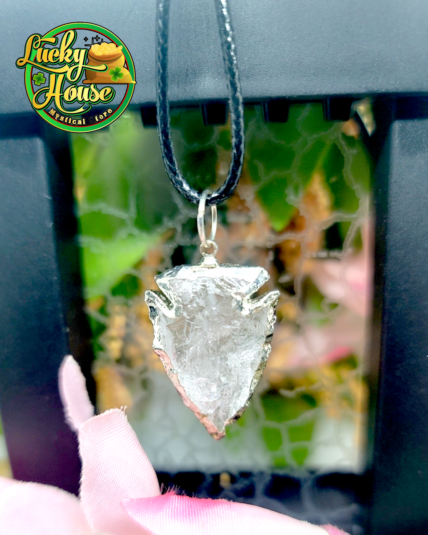 Clear Quartz Silver Arrowhead Pendant